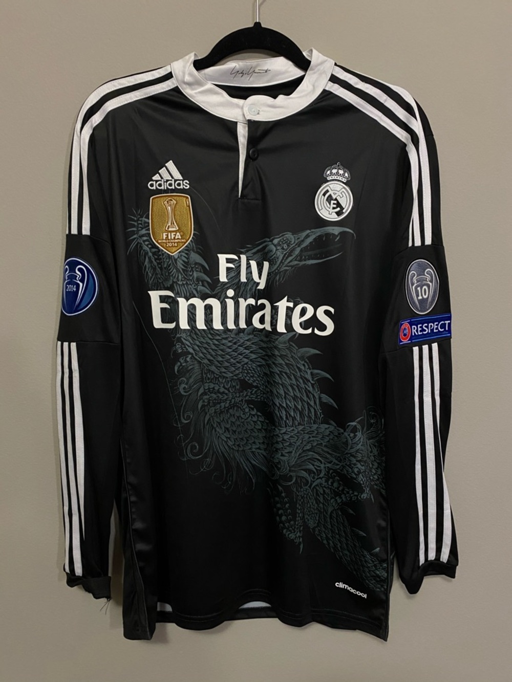Real Madrid 2014/2015 Chicharito dragon black longsleeve soccer jersey - Picture 2 of 7